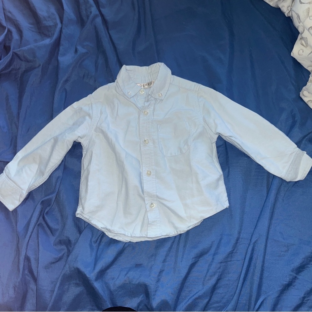 Sky Blue Gegrge Dress Shirt 24 Month Long Sleeves with front small pocket